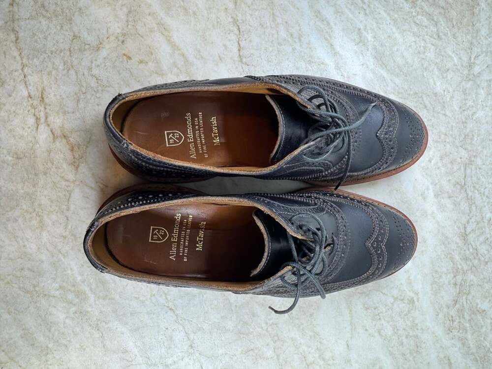 Allen Edmonds McTavish Wingtip Oxford Black Leather Men’s Shoes Size 8.5 - Picture 15 of 16